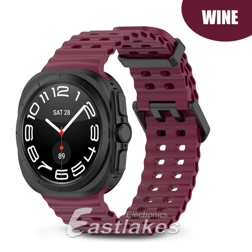 Samsung Galaxy Watch Ultra 47mm Silicone Sport Watch Strap Band Wine Red - Eastlakes Electronics